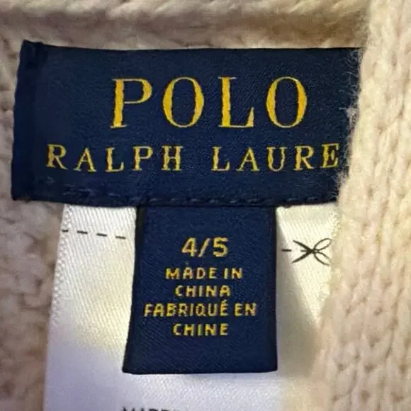 Polo Ralph lauren girls' cable-knit cape sz 4/5 - Picture 4 of 7